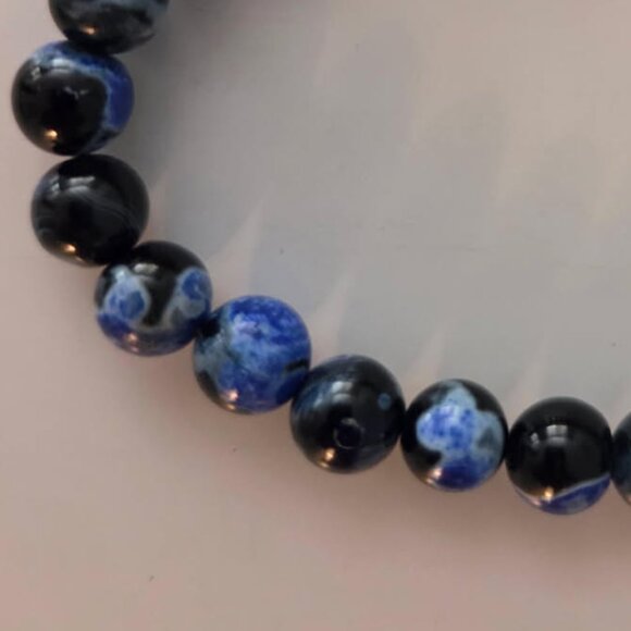 Ocean Agate bracelets for sale, new in package, 8mm and 7.5" elastic corded - Picture 2 of 3